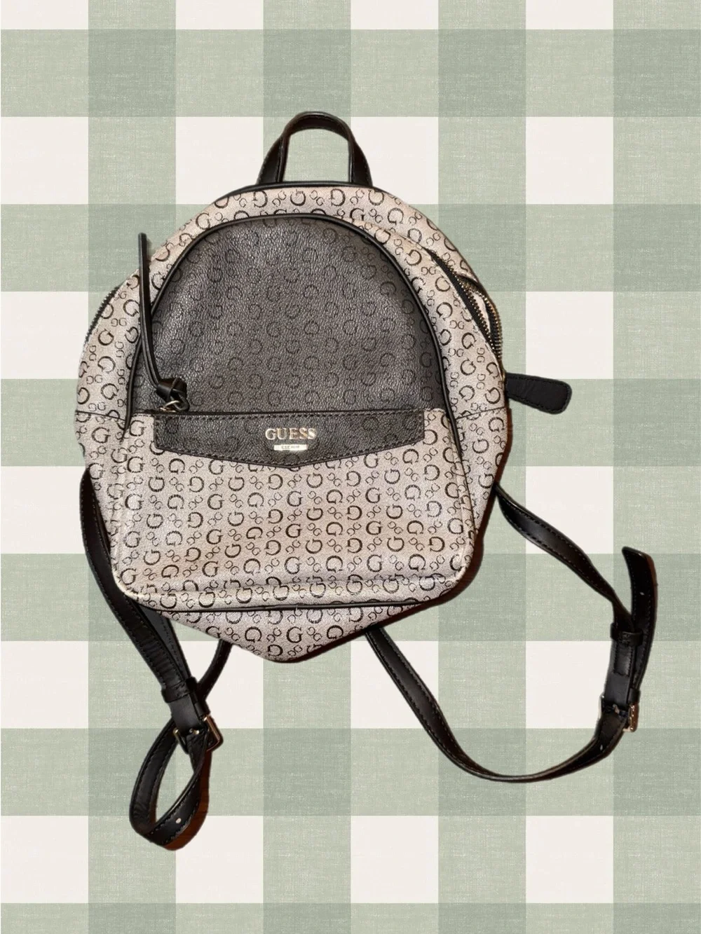 guess mini backpack grey Factory Evan Color-Block Crossbody The adjustable shoulder straps and reinforced carrying handle allow for comfortable transport GUESS Kevin's Logo Print Mini